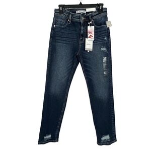 NWT KanCan Jr Women’s Blue Jeans Sz 5 (26) High-Rise Boyfriend Distressed Ripped
